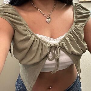 Green cropped blouse